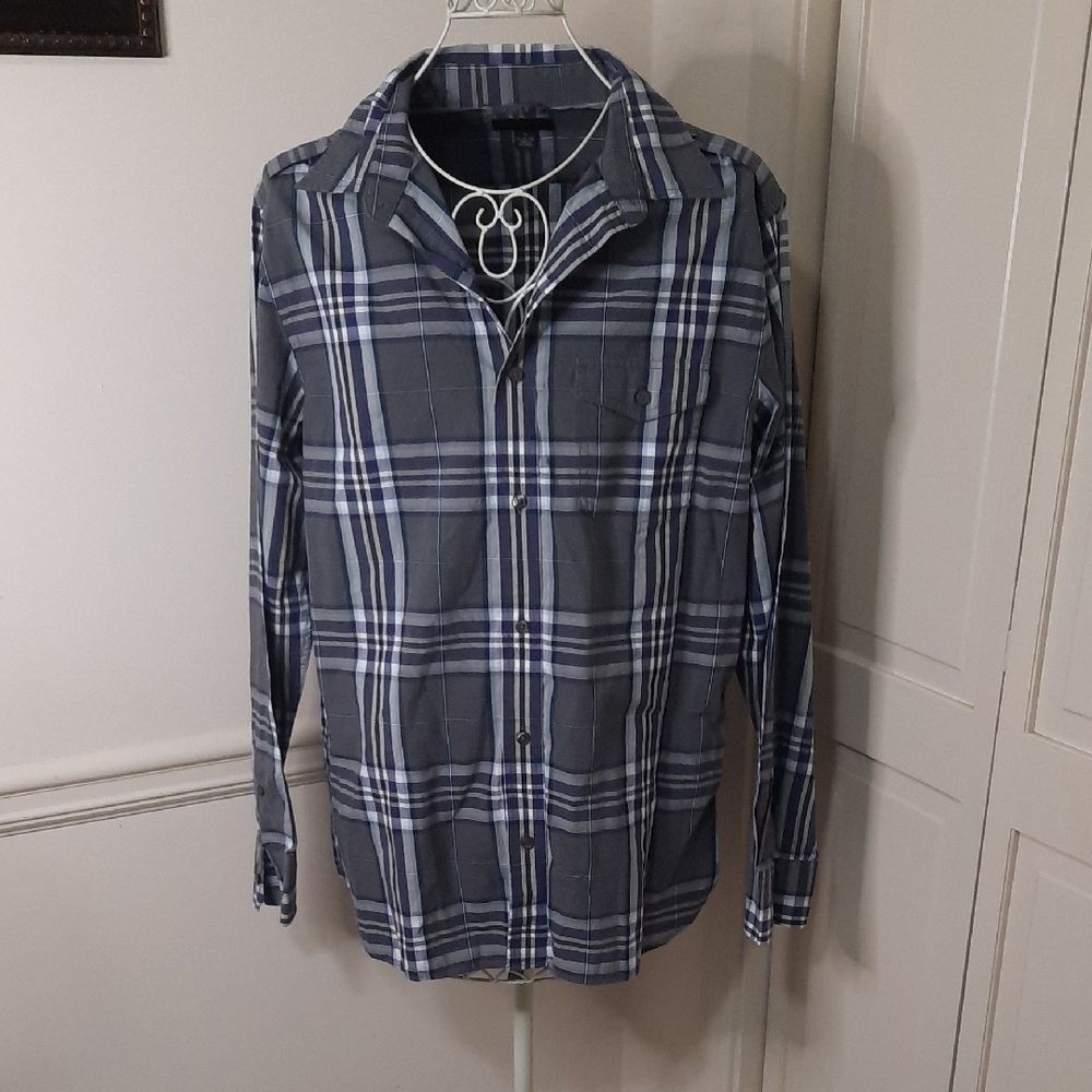 Banana Republic Blue Plaid Casual Button Down Shirt